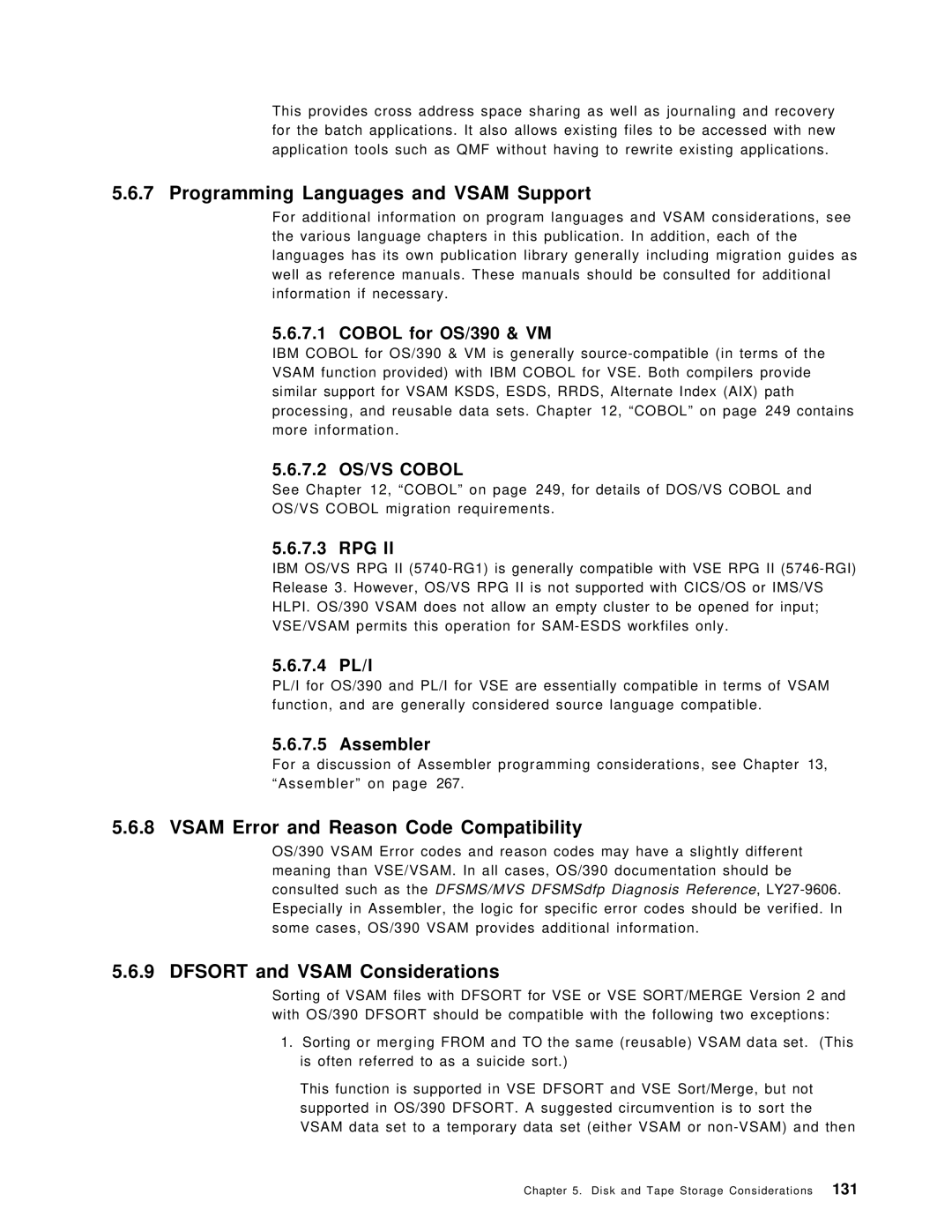 IBM OS/390 manual Programming Languages and Vsam Support, Vsam Error and Reason Code Compatibility 