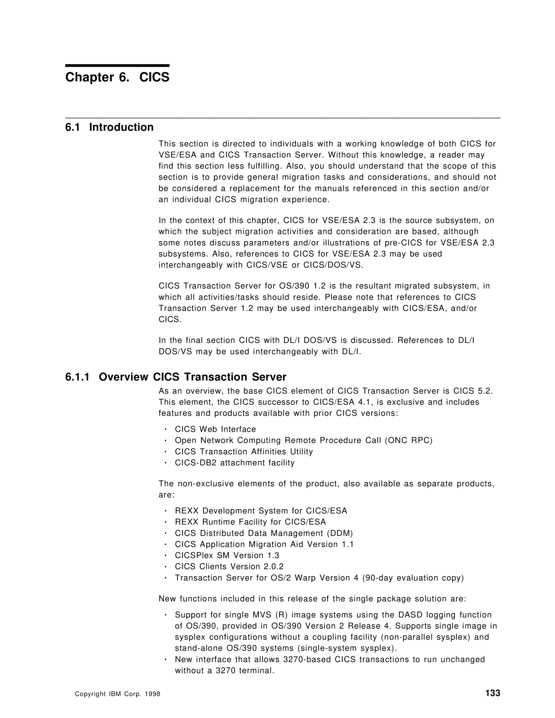 IBM OS/390 manual Overview Cics Transaction Server, 133 