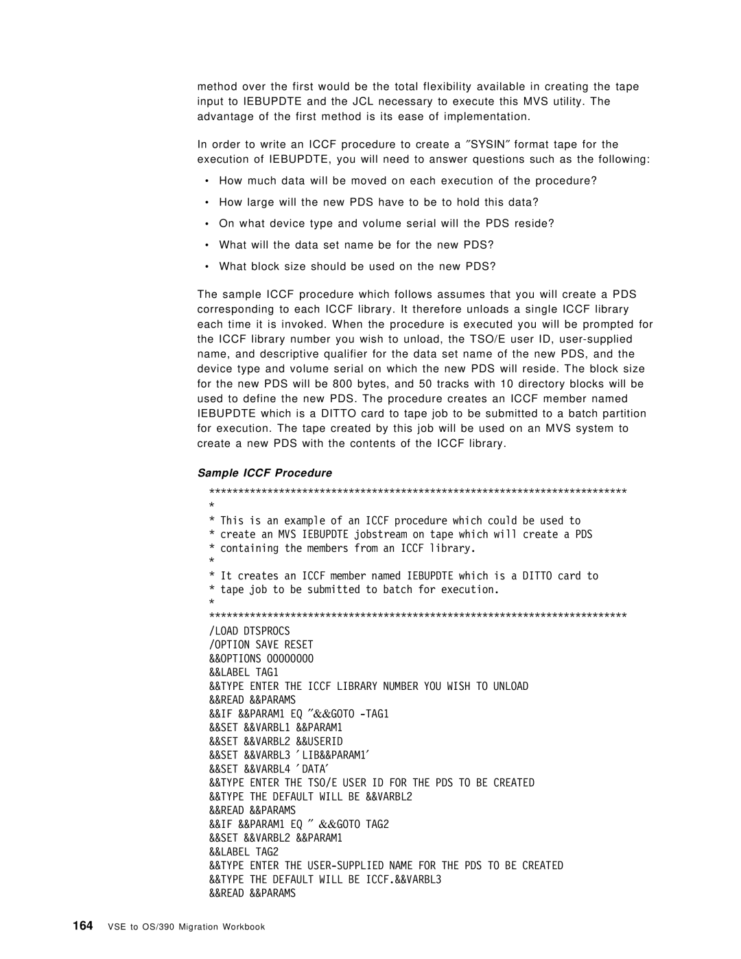 IBM OS/390 manual Sample Iccf Procedure 