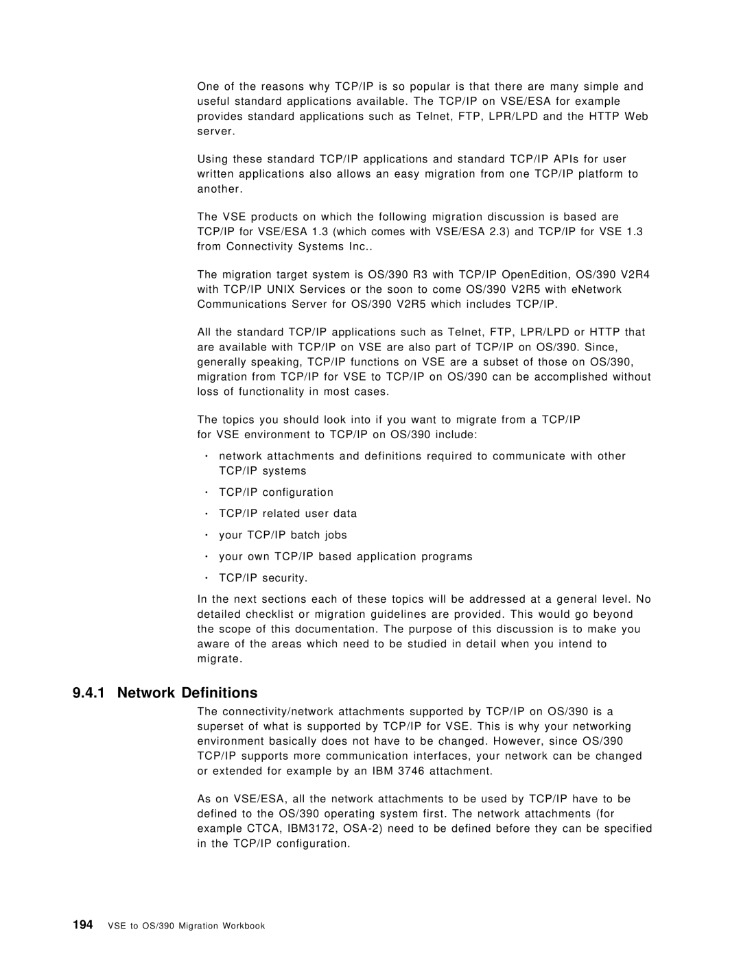 IBM OS/390 manual Network Definitions 