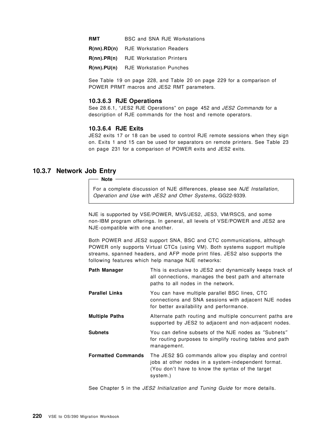 IBM OS/390 manual Network Job Entry, RJE Operations, RJE Exits 