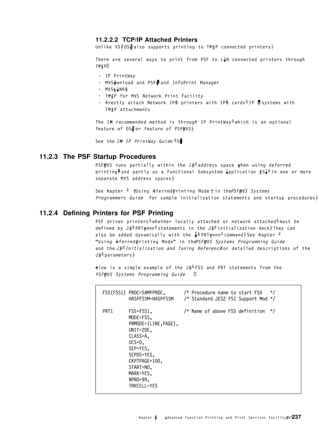 IBM OS/390 manual PSF Startup Procedures, Defining Printers for PSF Printing, 11.2.2.2 TCP/IP Attached Printers 