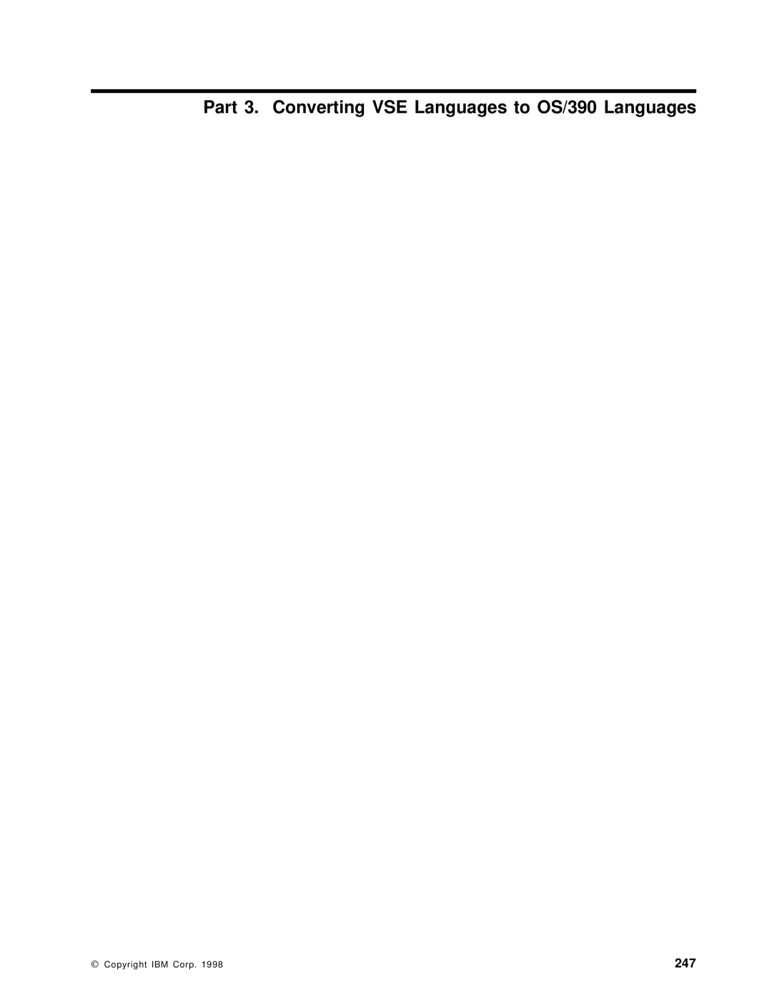 IBM manual Part 3. Converting VSE Languages to OS/390 Languages, 247 