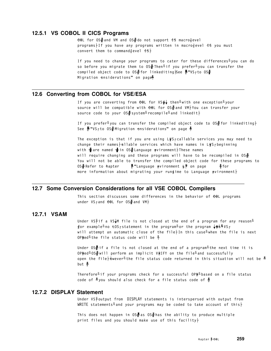 IBM OS/390 manual VS Cobol II Cics Programs, Converting from Cobol for VSE/ESA, Vsam, Display Statement 