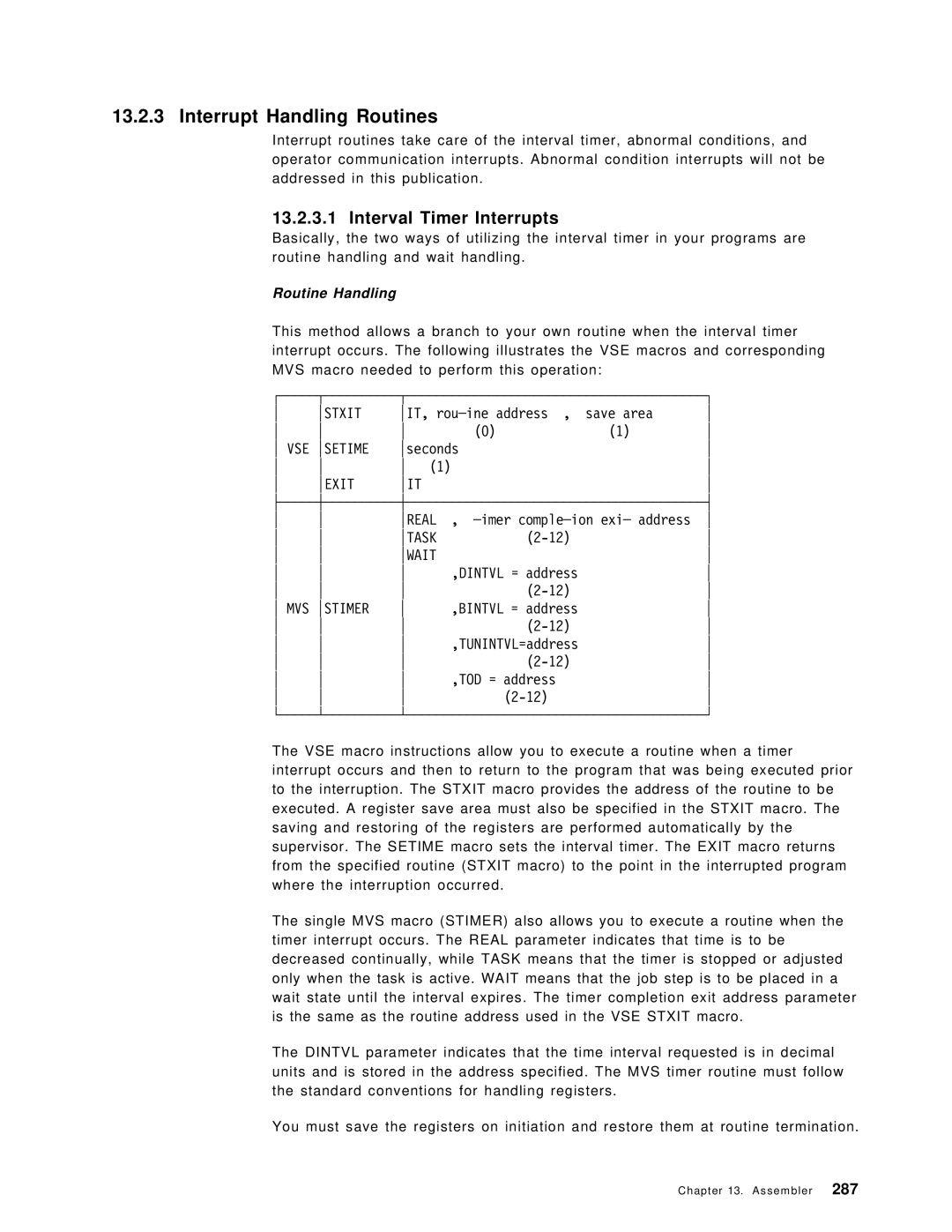 IBM OS/390 manual Interrupt Handling Routines, Interval Timer Interrupts 