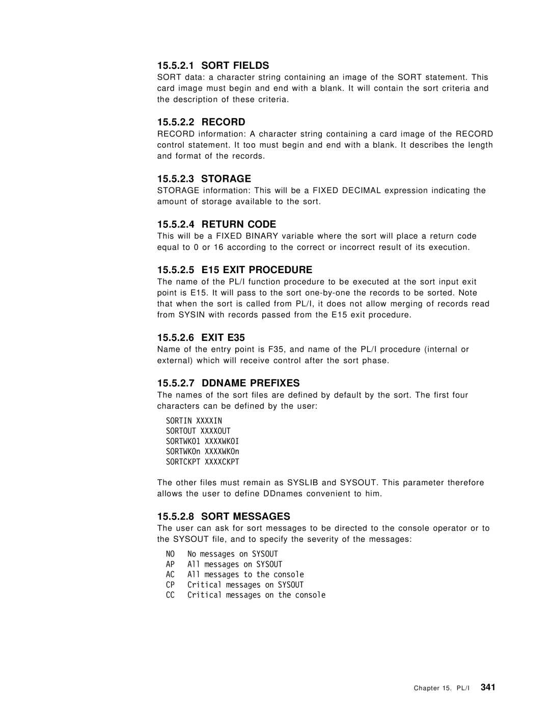 IBM OS/390 manual Sort Fields, Record, Storage, Return Code, Exit E35 