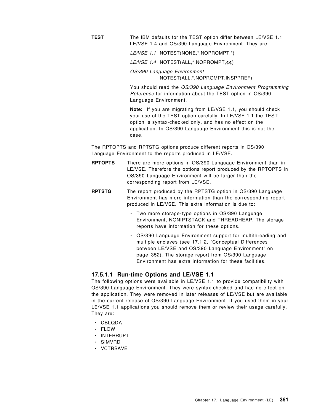 IBM OS/390 manual Run-time Options and LE/VSE, Cblqda Flow Interrupt Simvrd Vctrsave 