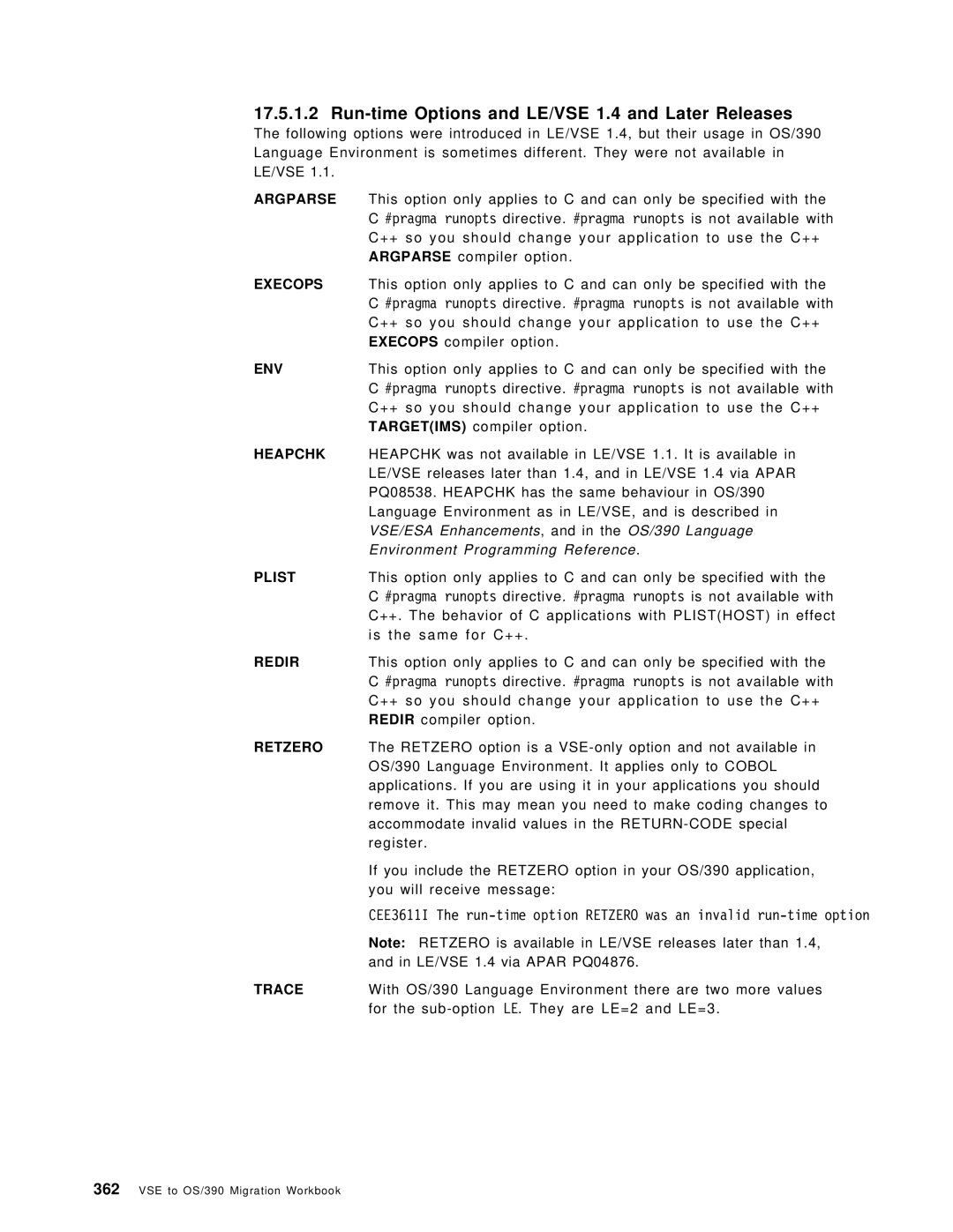 IBM OS/390 manual Run-time Options and LE/VSE 1.4 and Later Releases, Argparse 