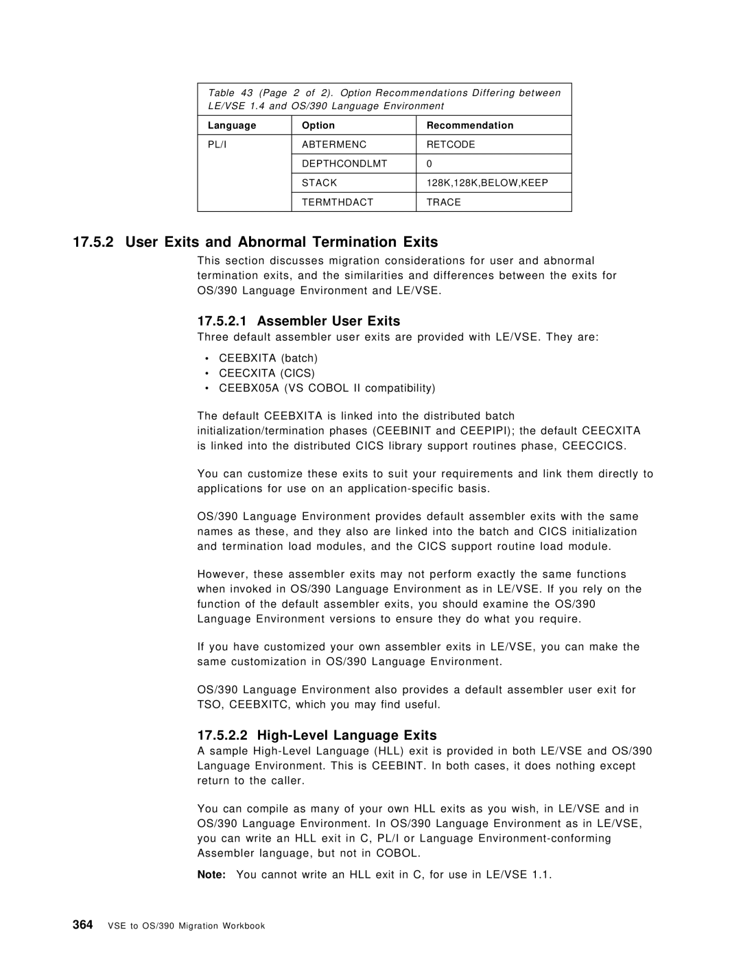 IBM OS/390 manual User Exits and Abnormal Termination Exits, Assembler User Exits, High-Level Language Exits, Ceecxita Cics 