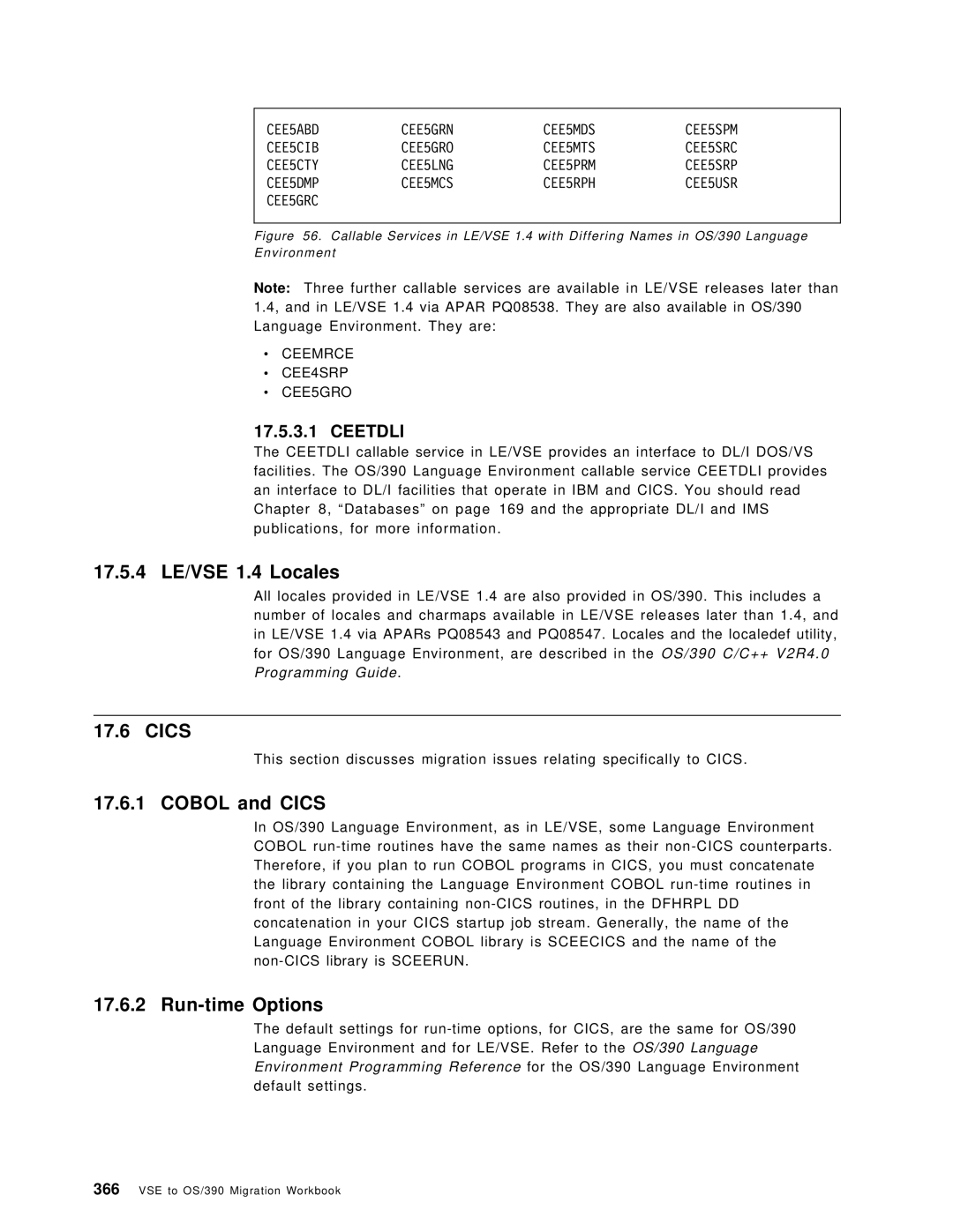 IBM OS/390 manual 17.5.4 LE/VSE 1.4 Locales, Cobol and Cics, Ceetdli 