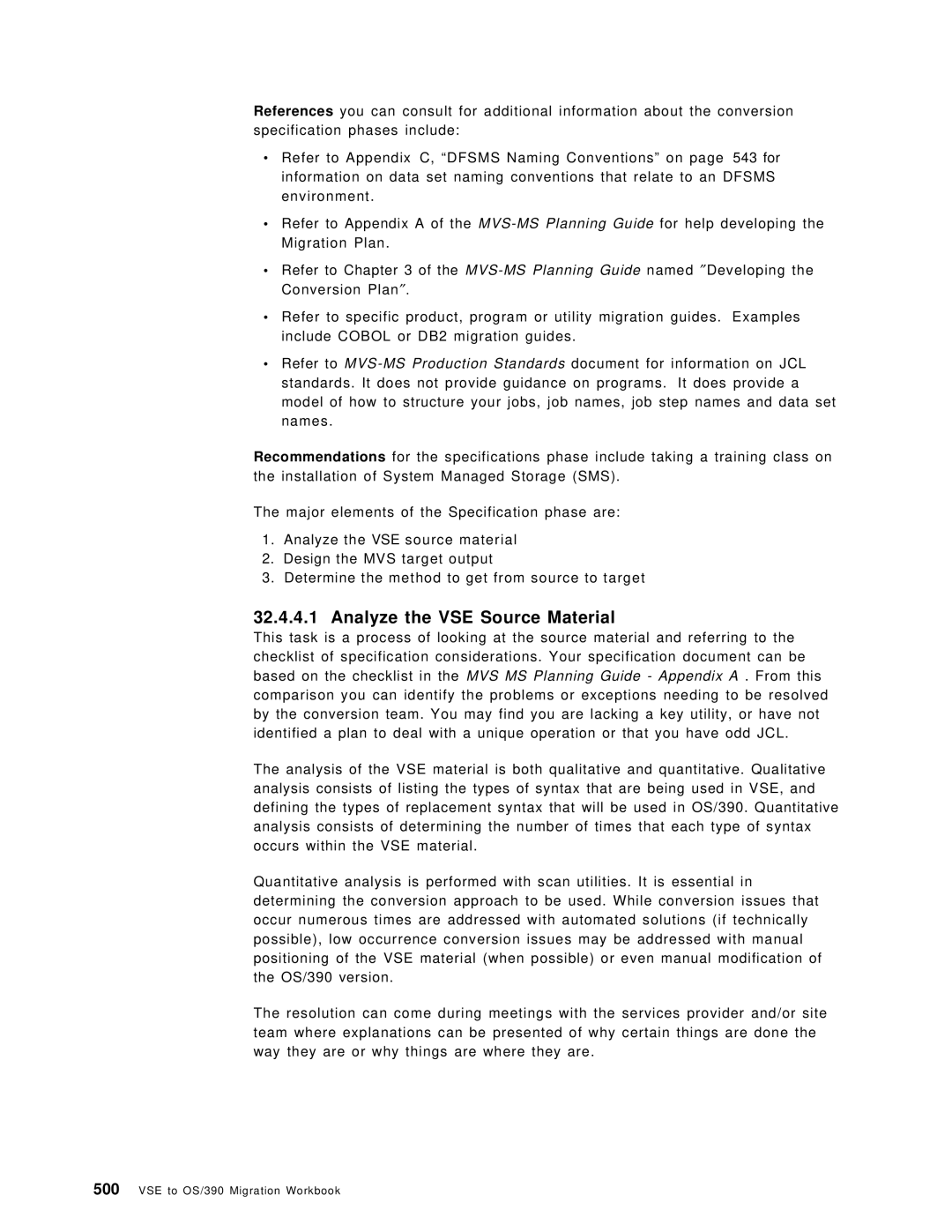 IBM OS/390 manual Analyze the VSE Source Material 