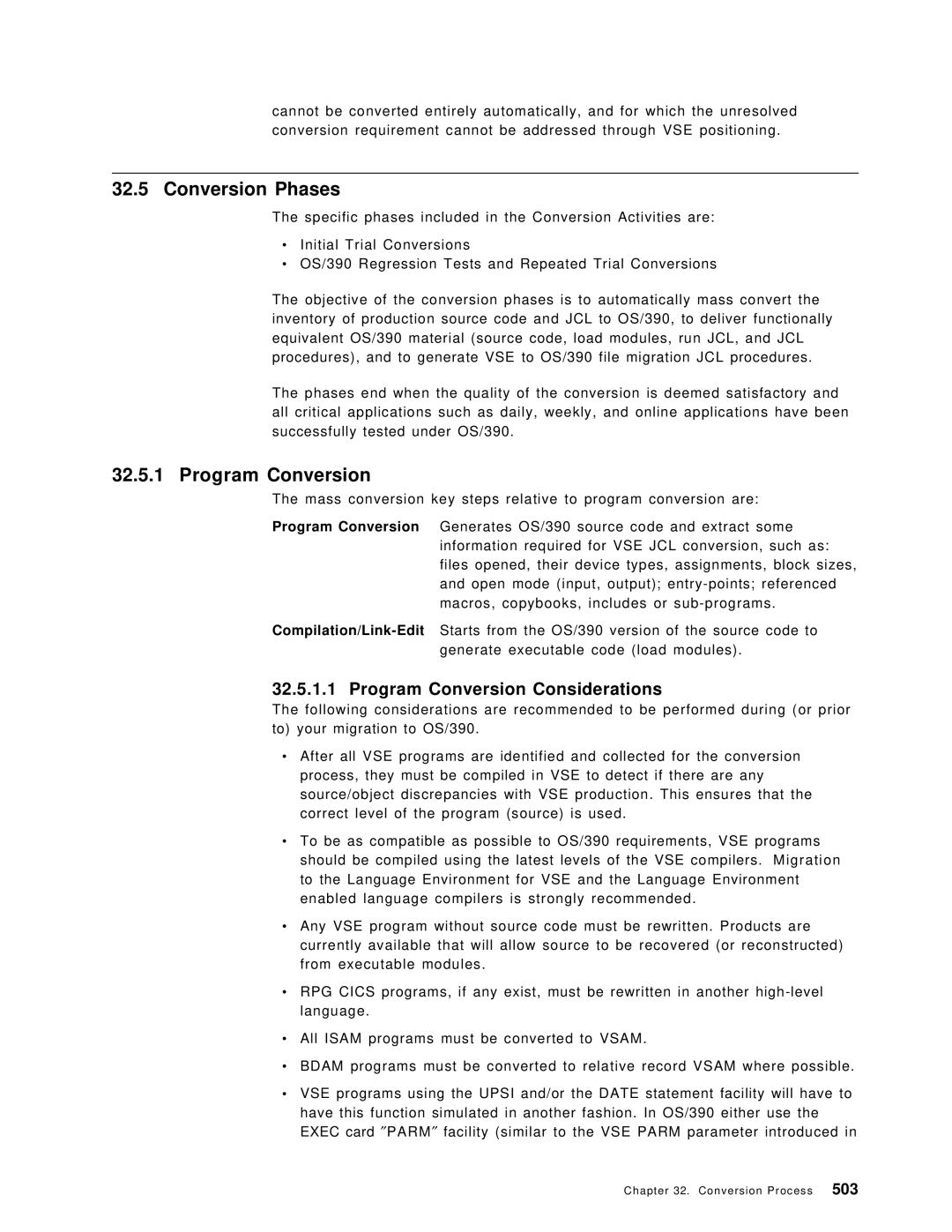 IBM OS/390 manual Conversion Phases, Program Conversion Considerations 