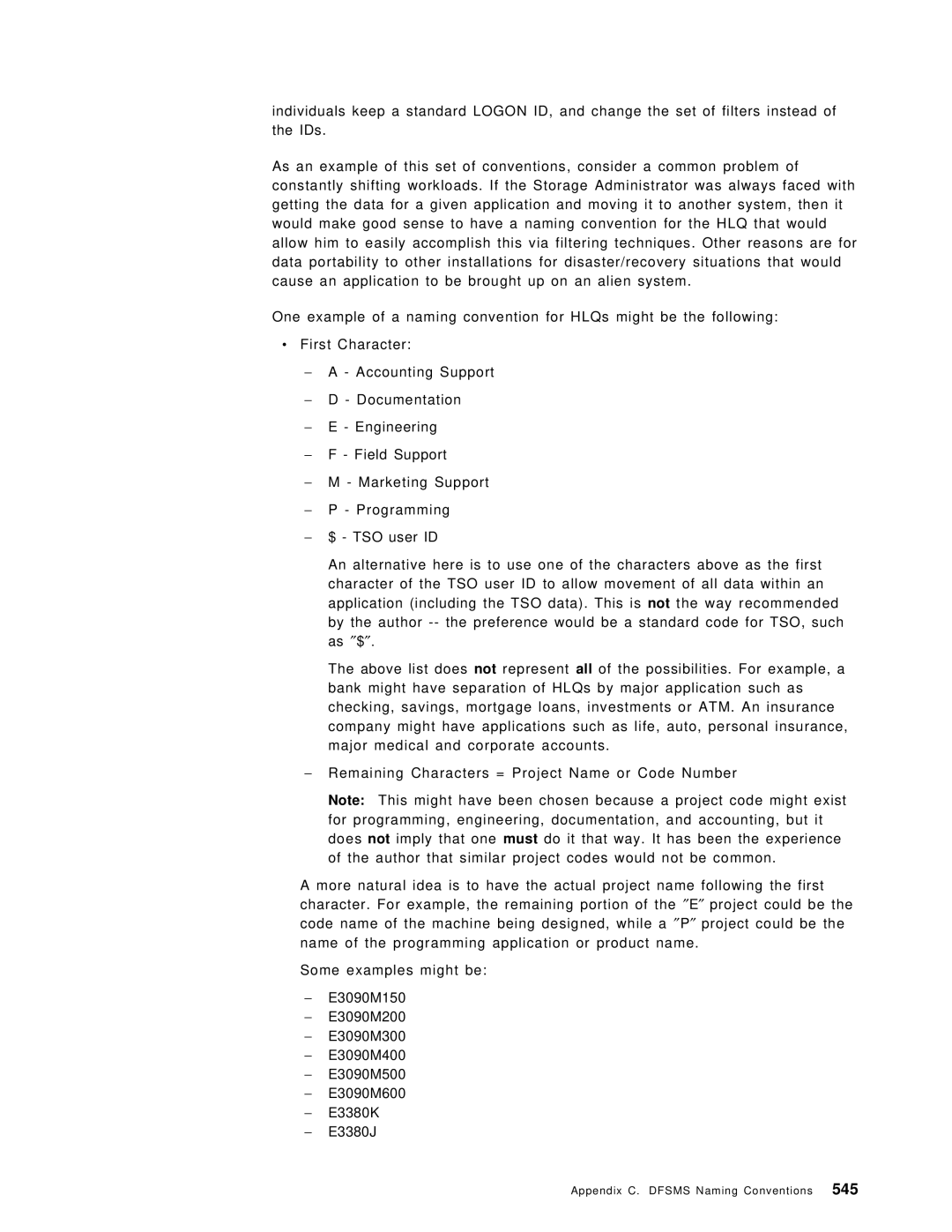 IBM OS/390 manual Appendix C. Dfsms Naming Conventions 