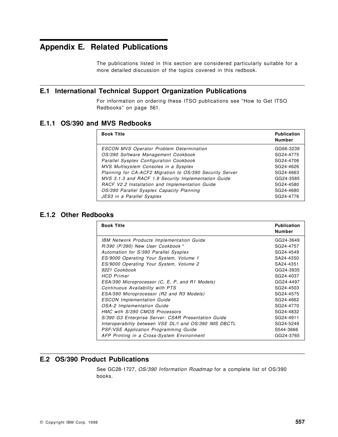 IBM OS/390 Appendix E. Related Publications, International Technical Support Organization Publications, Other Redbooks 