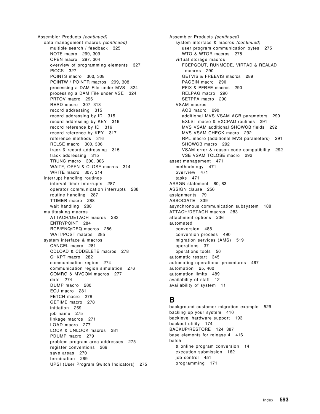 IBM OS/390 manual Index 