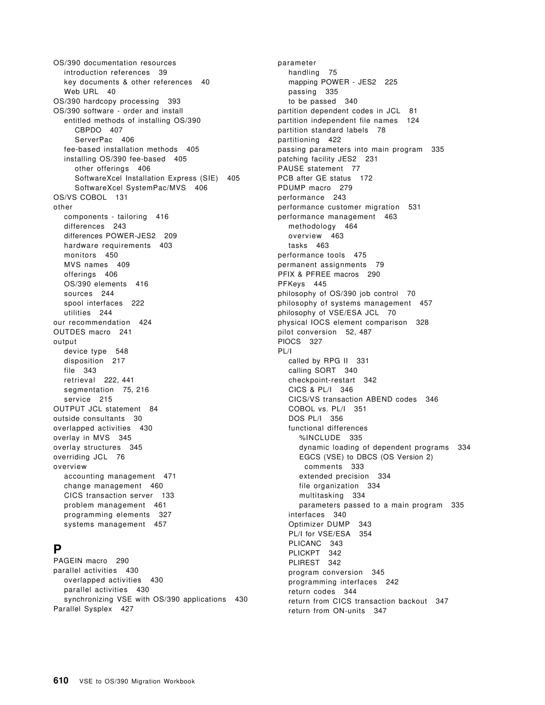 IBM OS/390 manual Piocs PL/I, Include 