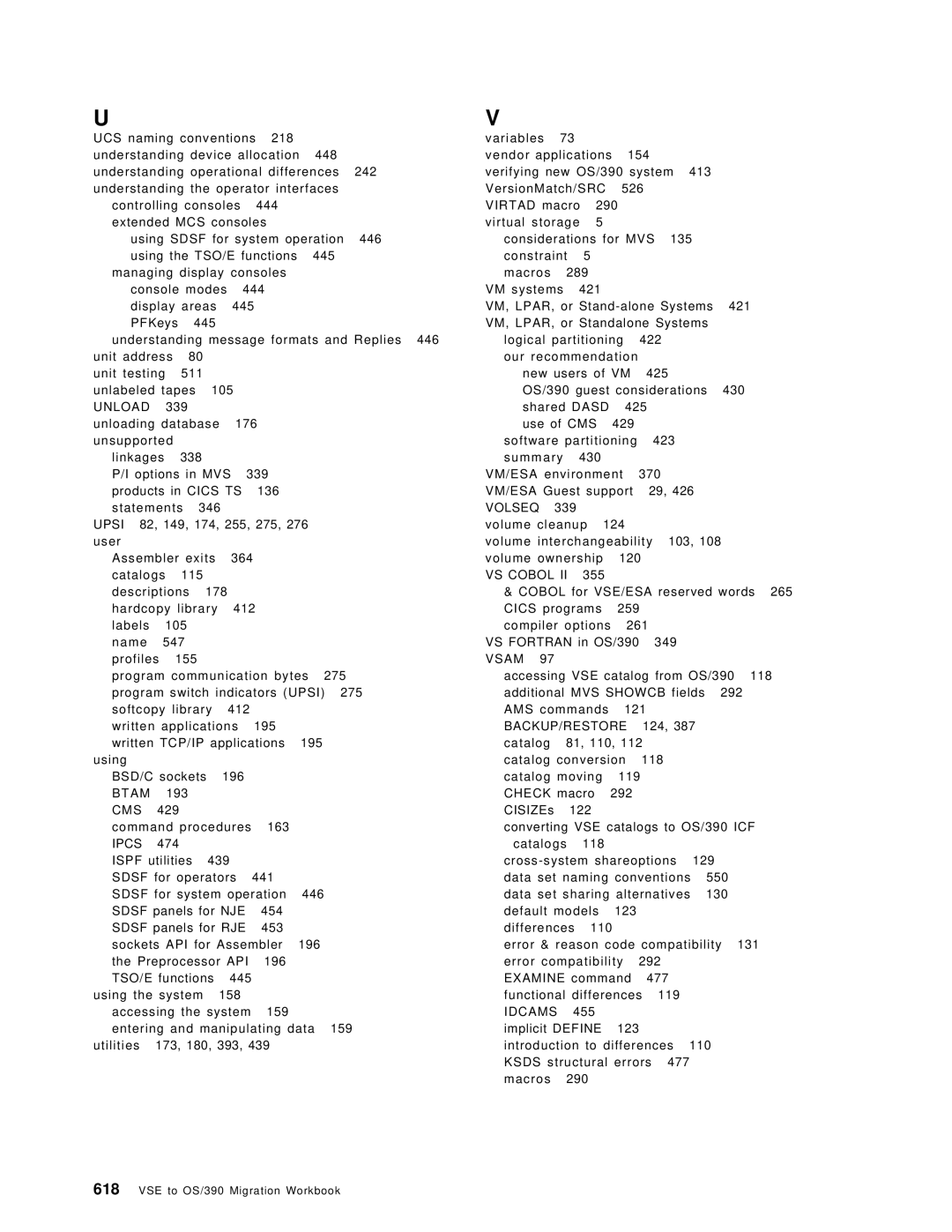 IBM OS/390 manual VS Cobol II, Vsam, Backup/Restore, Btam, Cms 