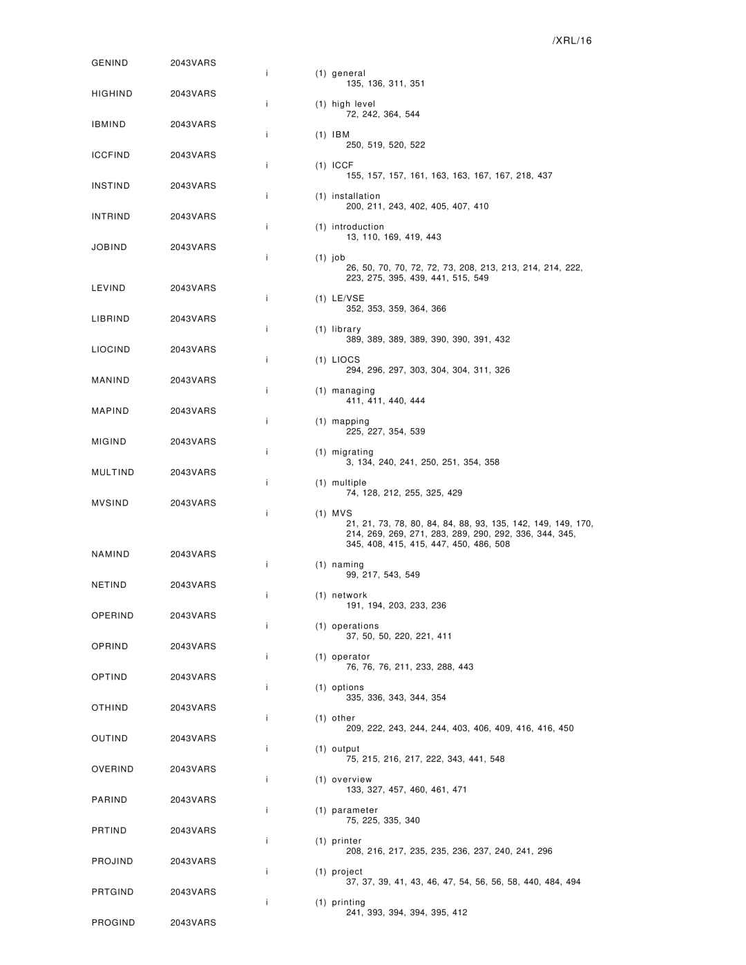 IBM OS/390 manual XRL/16 