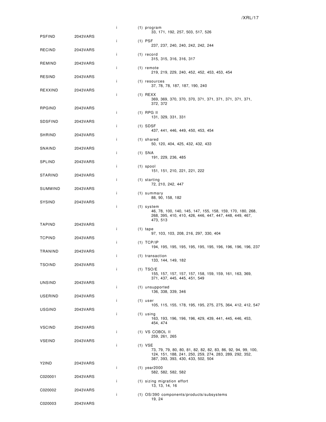 IBM OS/390 manual XRL/17 