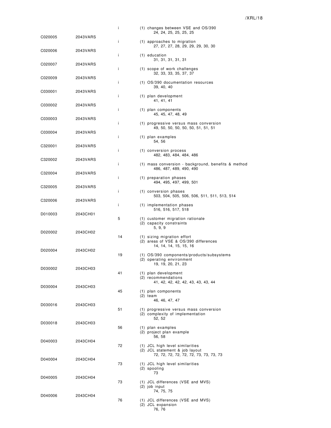 IBM OS/390 manual XRL/18 