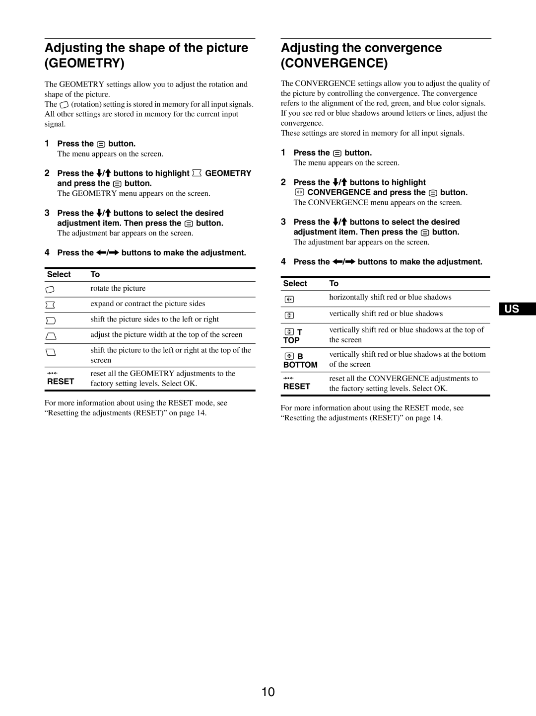 IBM P275 operating instructions Adjusting the shape of the picture Geometry, Adjusting the convergence 