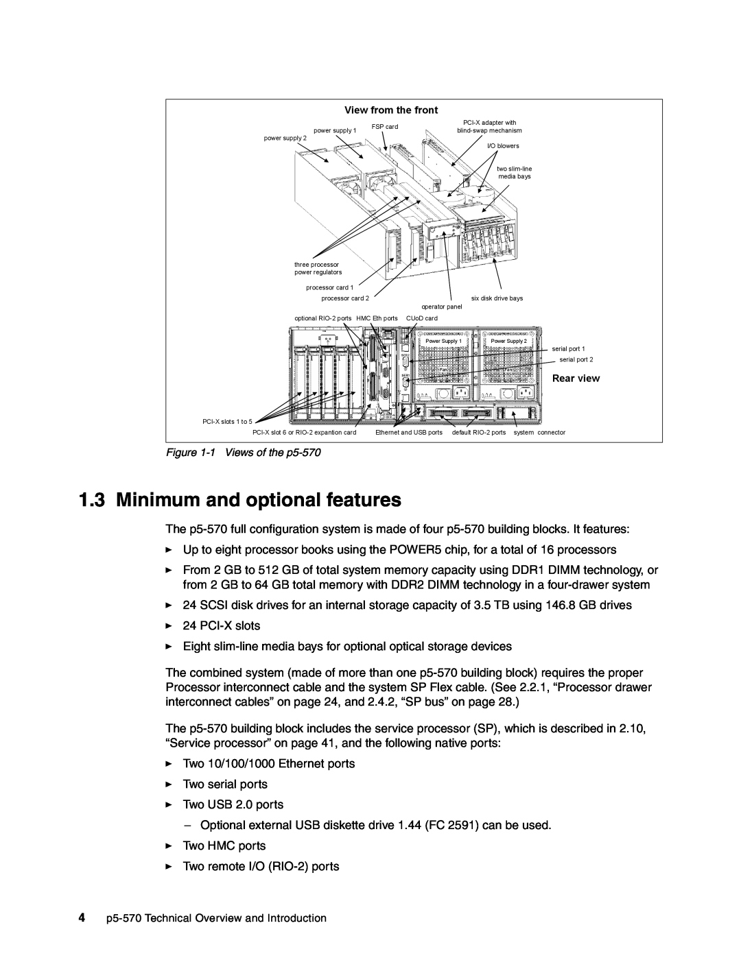 IBM P5 570 manual Minimum and optional features 
