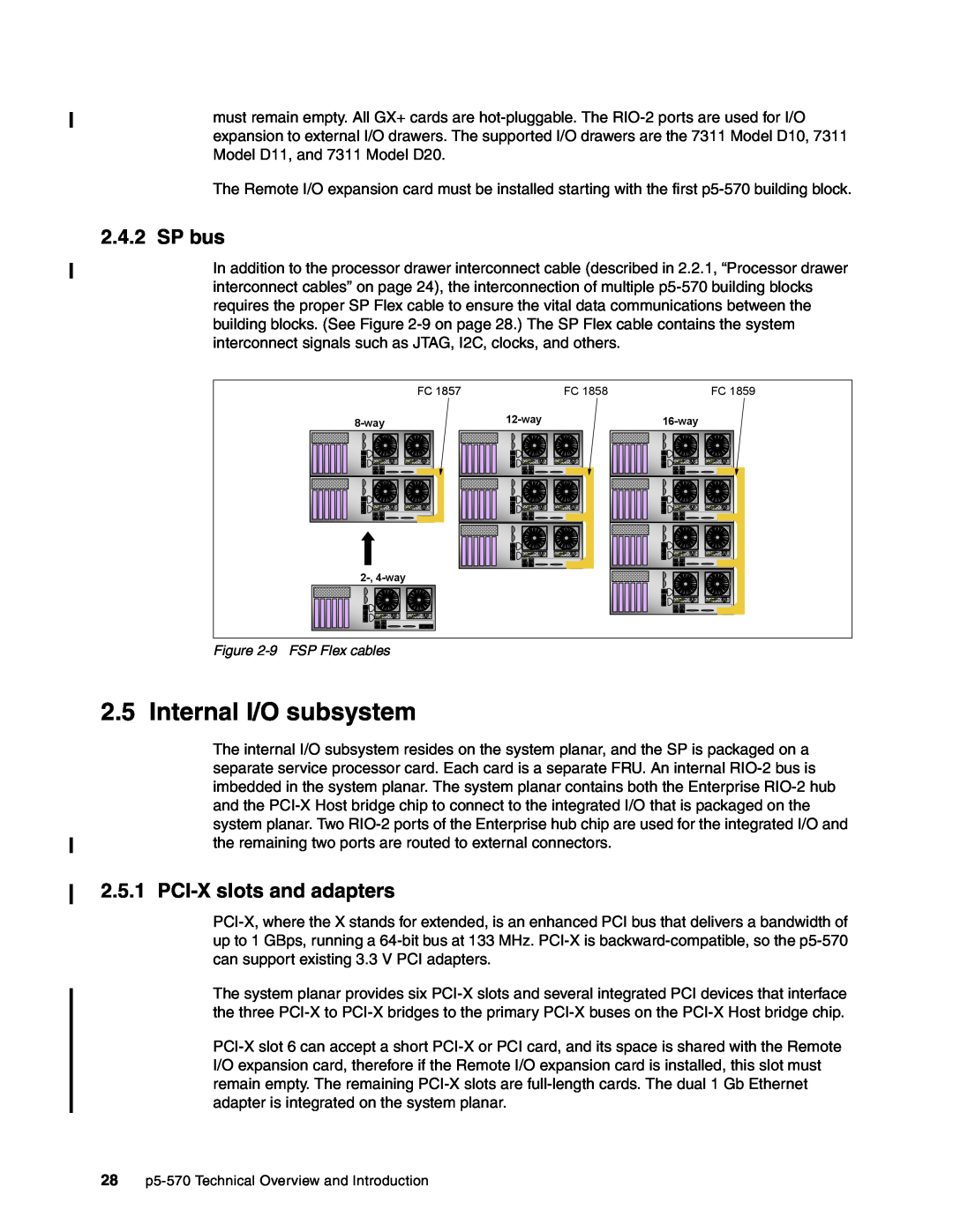 IBM P5 570 manual Internal I/O subsystem, SP bus, PCI-Xslots and adapters 