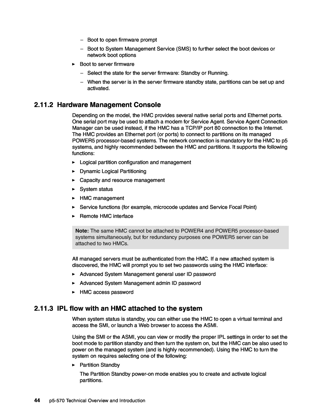 IBM P5 570 manual 2.11.2Hardware Management Console, 2.11.3IPL flow with an HMC attached to the system 