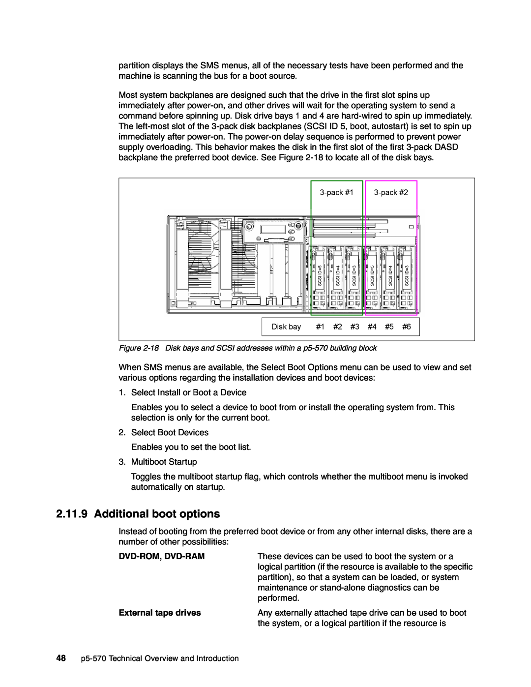 IBM P5 570 manual 2.11.9Additional boot options, Dvd-Rom, Dvd-Ram, External tape drives 