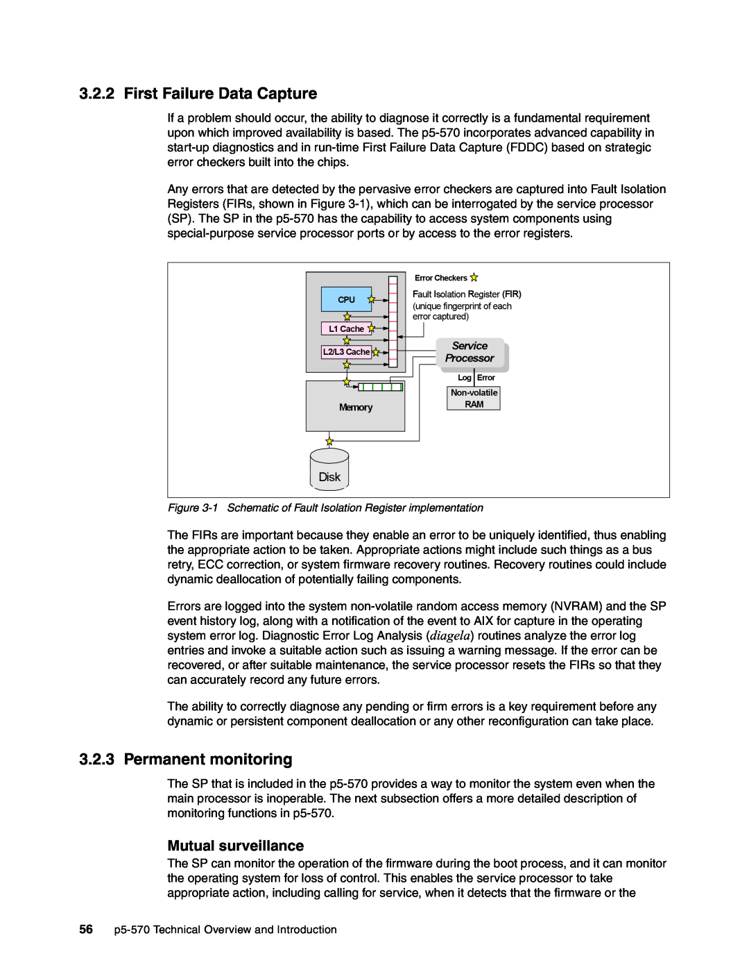 IBM P5 570 manual First Failure Data Capture, Permanent monitoring, Mutual surveillance 