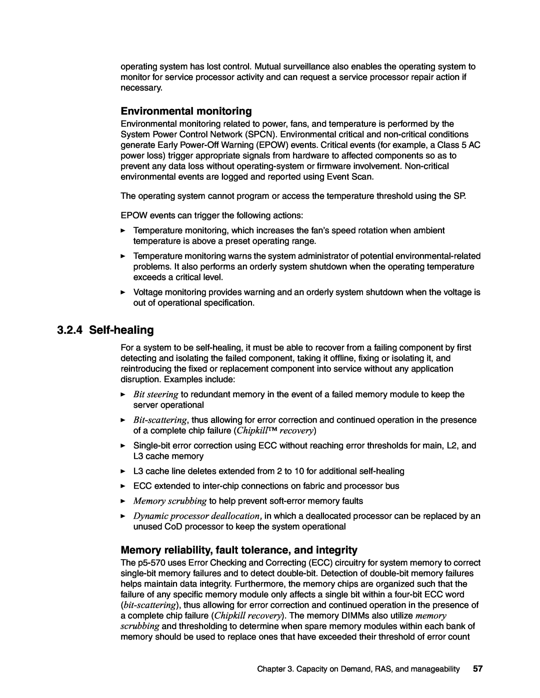 IBM P5 570 manual 3.2.4Self-healing, Environmental monitoring 