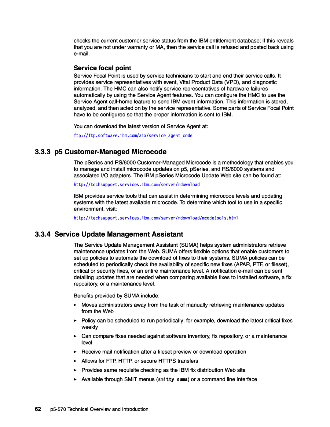 IBM P5 570 manual 3.3.3 p5 Customer-ManagedMicrocode, Service Update Management Assistant, Service focal point 