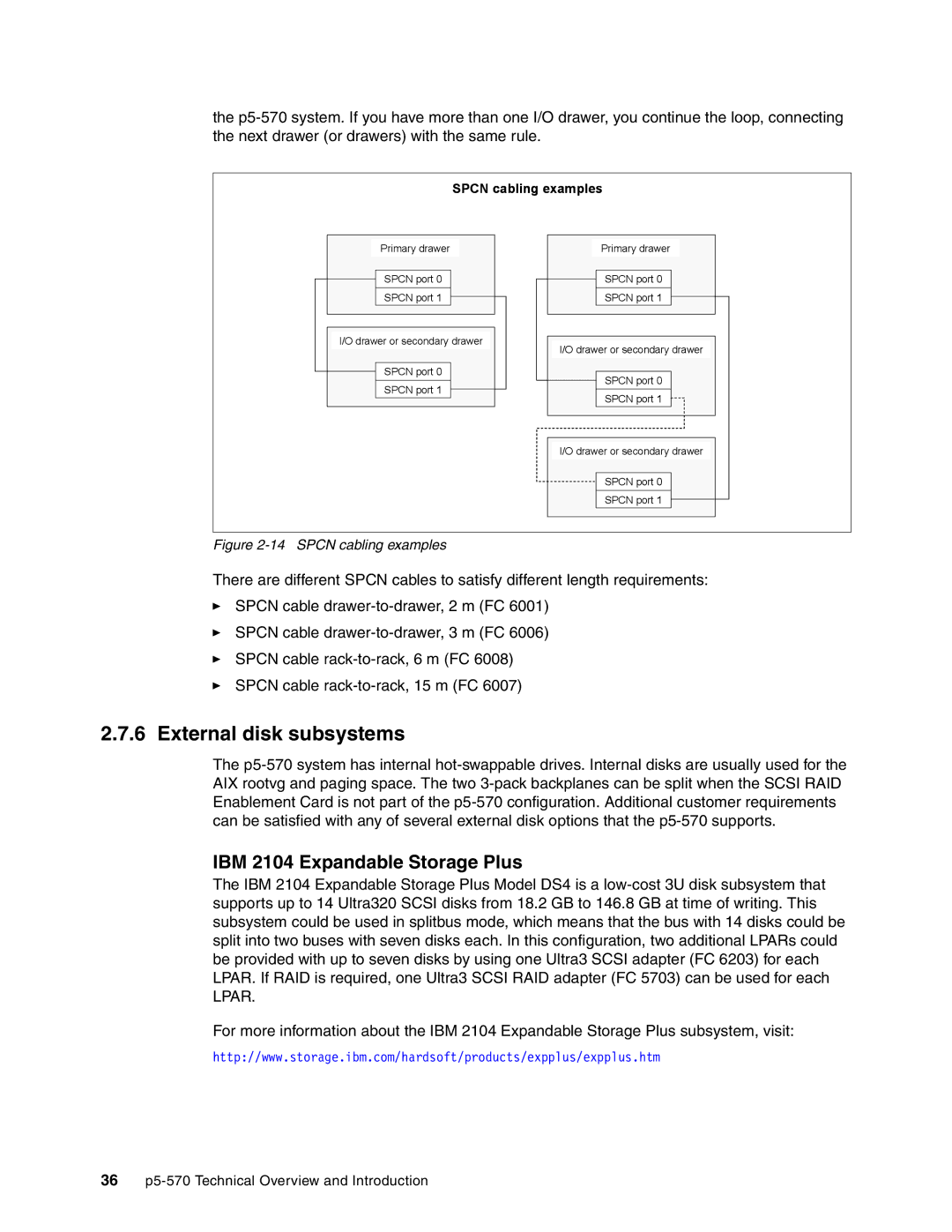 IBM P5 570 manual External disk subsystems, IBM 2104 Expandable Storage Plus 