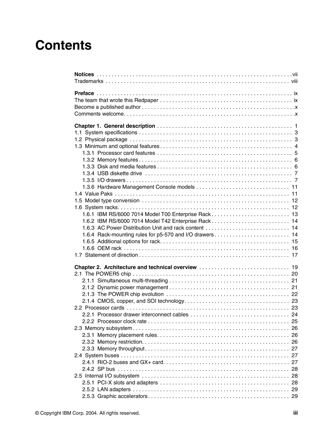 IBM P5 570 manual Contents 