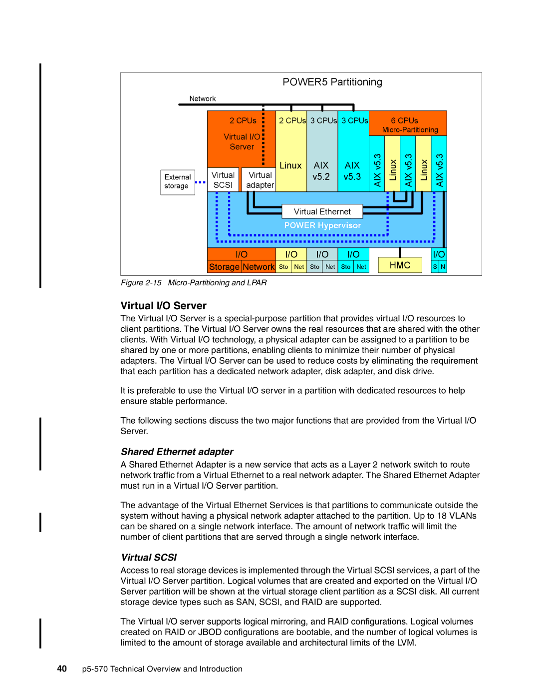 IBM P5 570 manual POWER5 Partitioning, Virtual I/O Server 