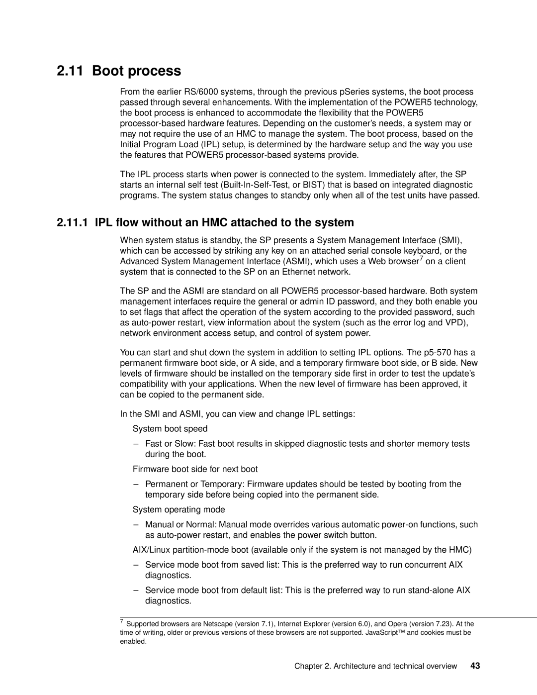 IBM P5 570 manual Boot process, IPL flow without an HMC attached to the system 