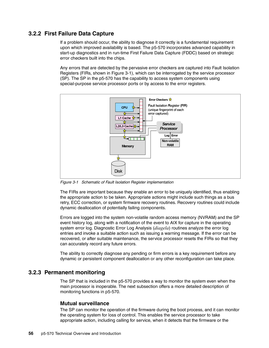 IBM P5 570 manual First Failure Data Capture, Permanent monitoring, Mutual surveillance 