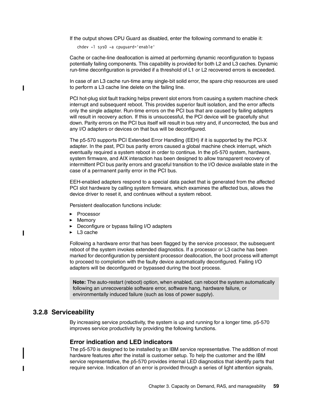 IBM P5 570 manual Serviceability, Error indication and LED indicators 