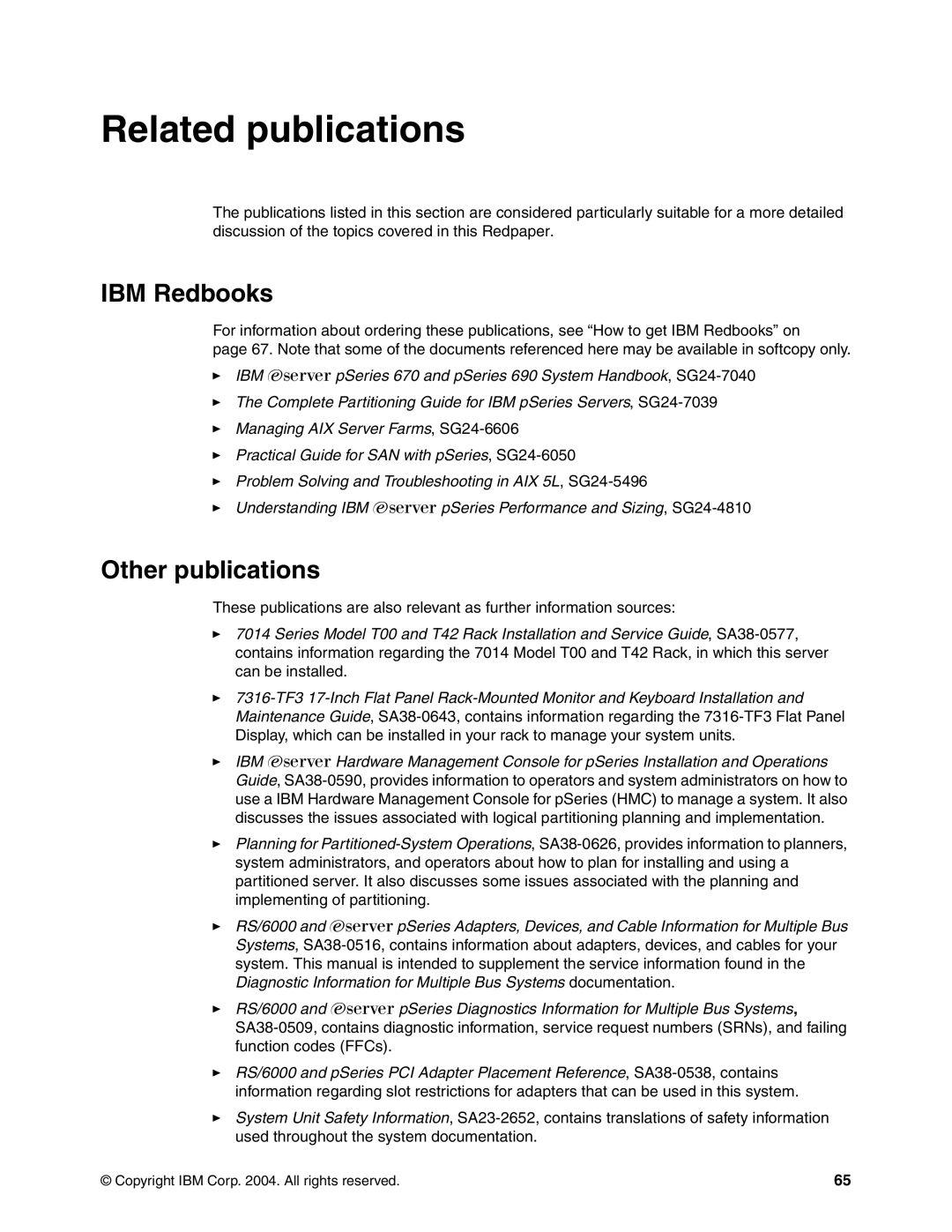 IBM P5 570 manual IBM Redbooks, Other publications 