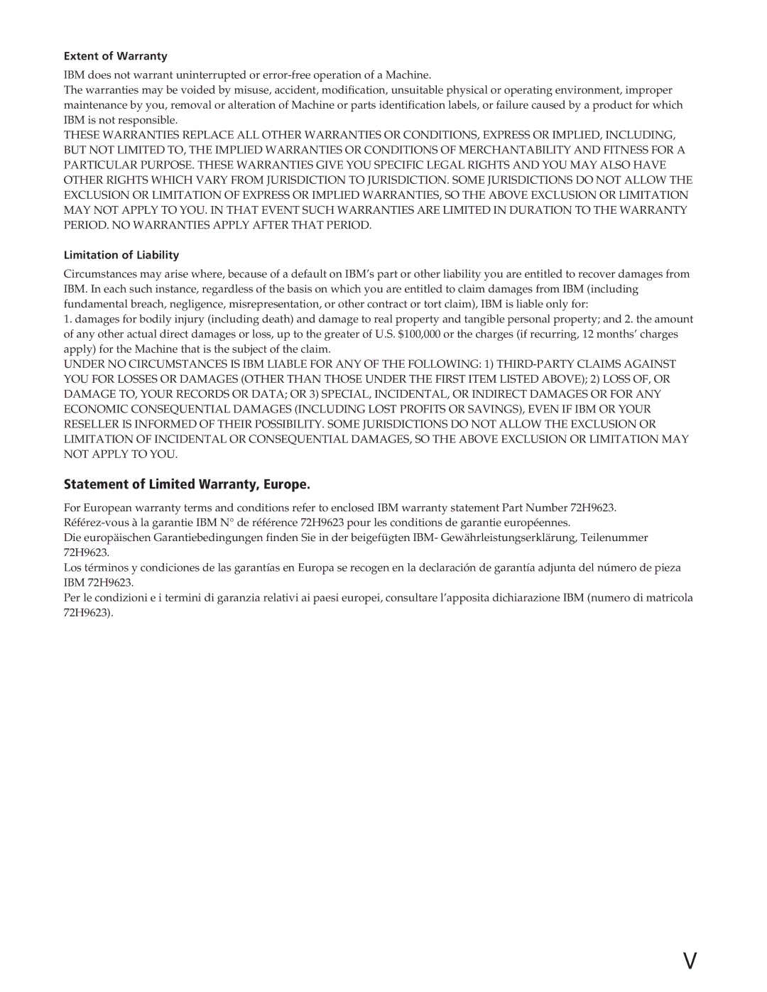 IBM P72 manual Extent of Warranty, Limitation of Liability 