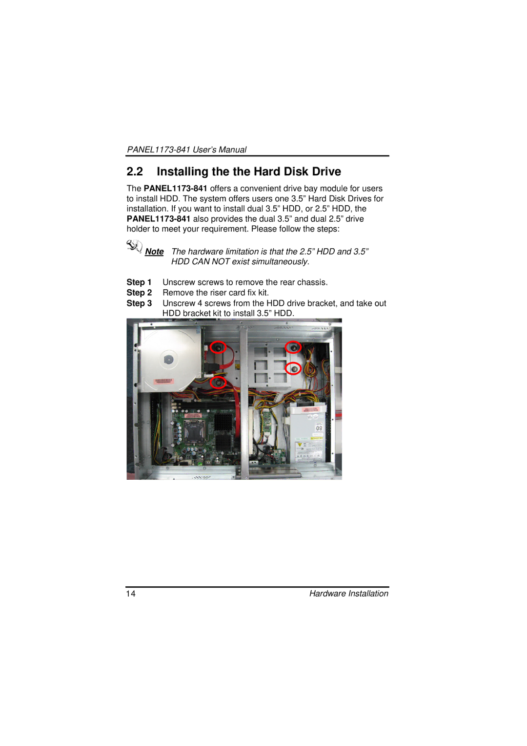 IBM PANEL1173-841 user manual Installing the the Hard Disk Drive 