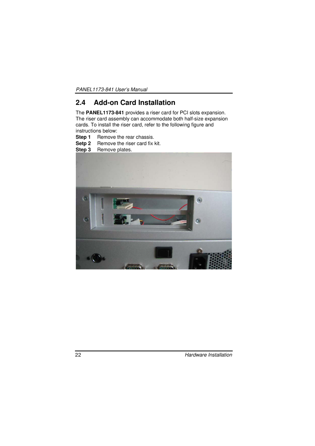 IBM PANEL1173-841 user manual Add-on Card Installation 