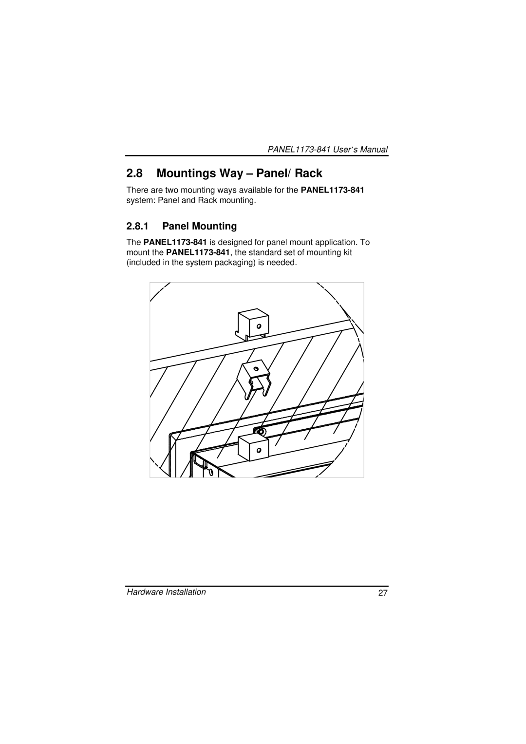 IBM PANEL1173-841 user manual Mountings Way Panel/ Rack, Panel Mounting 