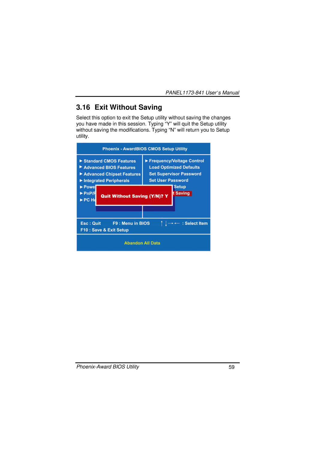 IBM PANEL1173-841 user manual Exit Without Saving 