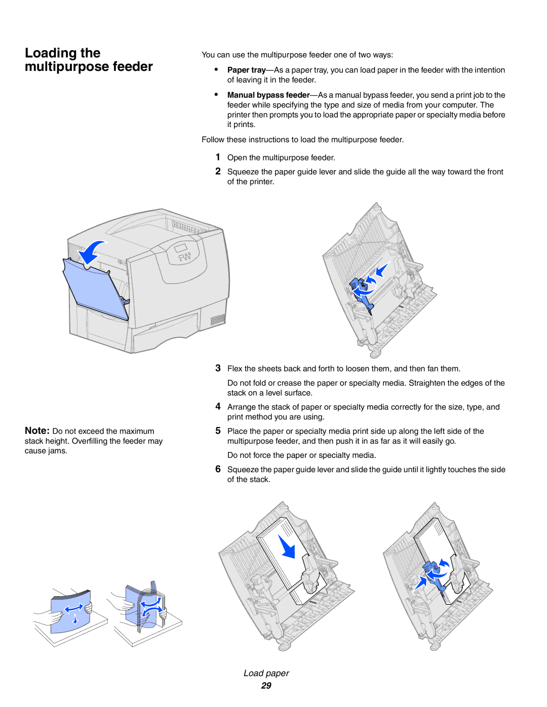 IBM Partner Pavilion 1464, 1454 setup guide Loading the multipurpose feeder 