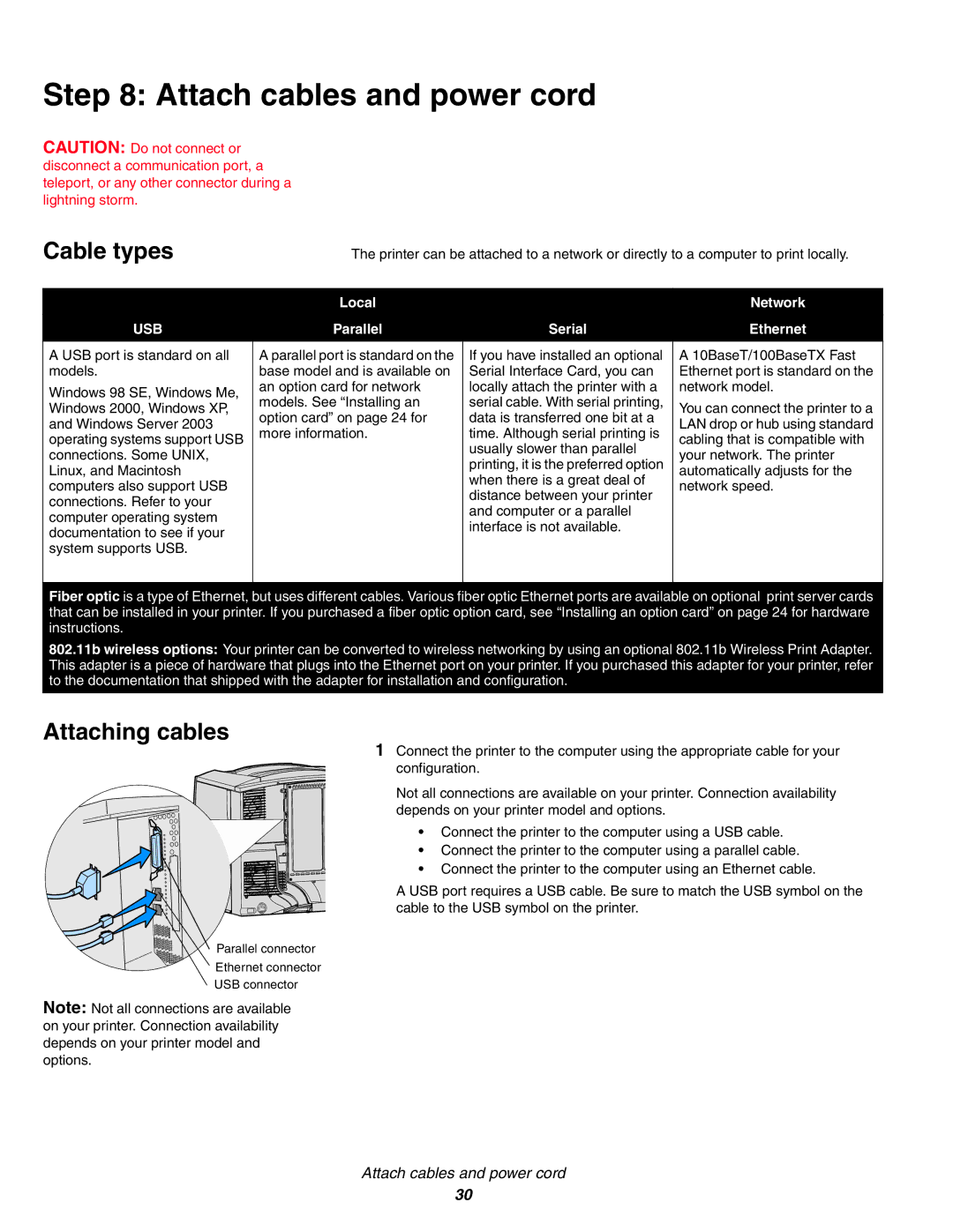 IBM Partner Pavilion 1454, 1464 setup guide Attach cables and power cord, Cable types, Attaching cables 