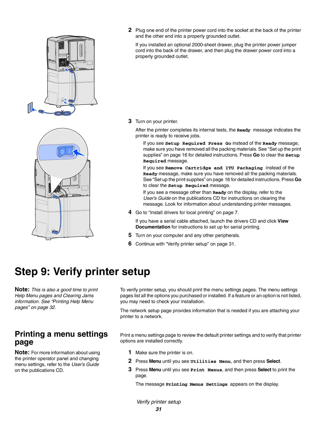 IBM Partner Pavilion 1464, 1454 setup guide Verify printer setup, Printing a menu settings 