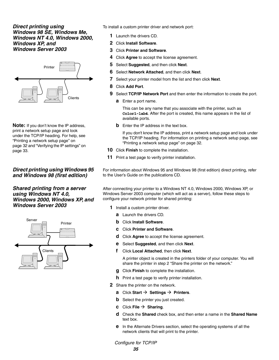 IBM Partner Pavilion 1464, 1454 setup guide Click Install Software Click Printer and Software, Click Add Port 