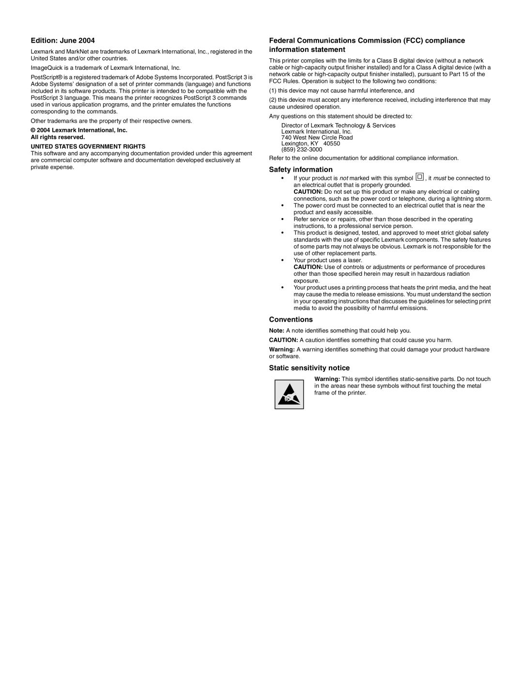 IBM Partner Pavilion 1454, 1464 setup guide Conventions Static sensitivity notice 