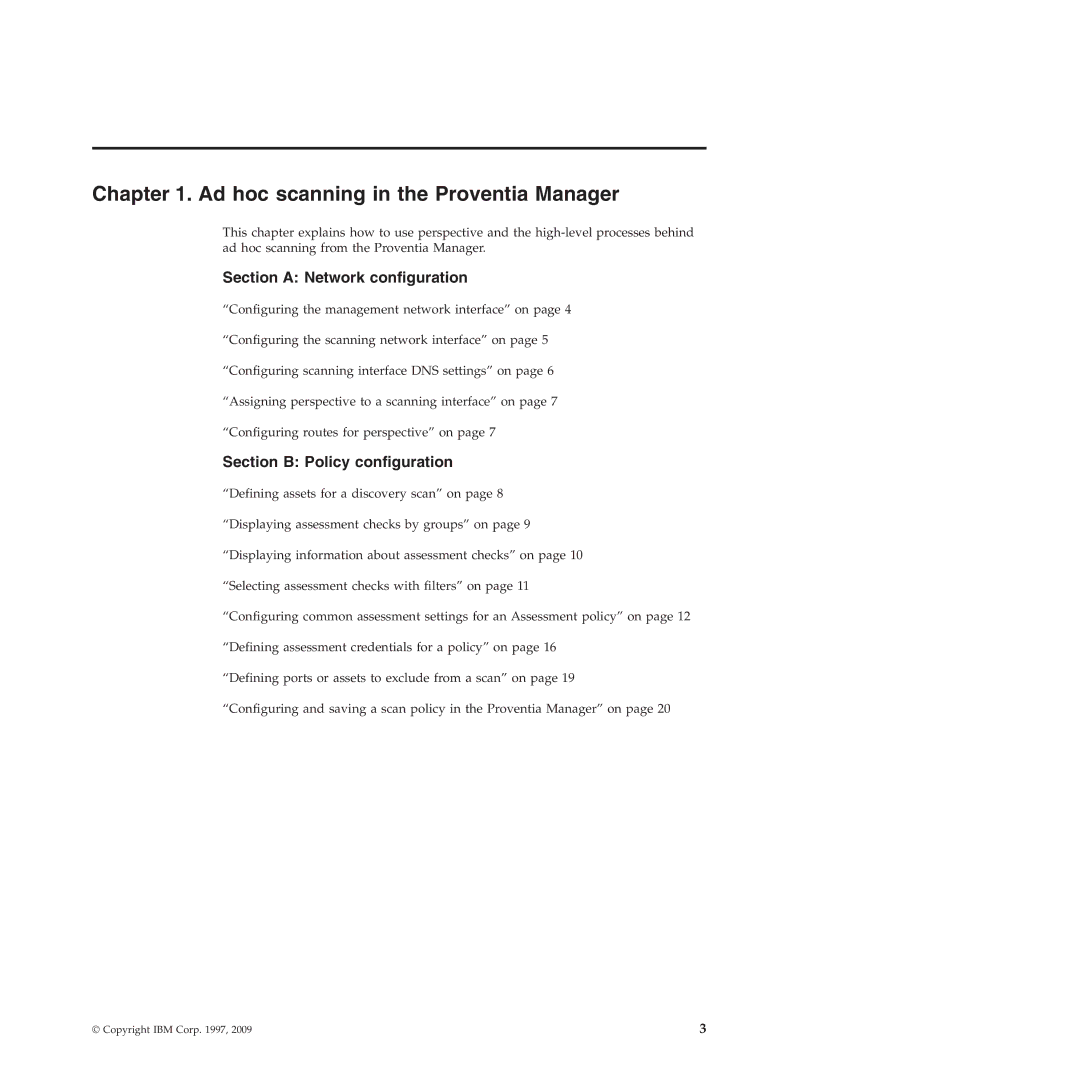 IBM Partner Pavilion 2.3 manual Ad hoc scanning in the Proventia Manager, Section a Network configuration 